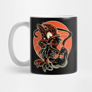 Scared Halloween Black Cat Mug